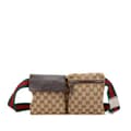 Miniatyrbillede 1 af 10: Pre-owned Gucci GG Canvas Web Double Pocket Belt Bag Brown