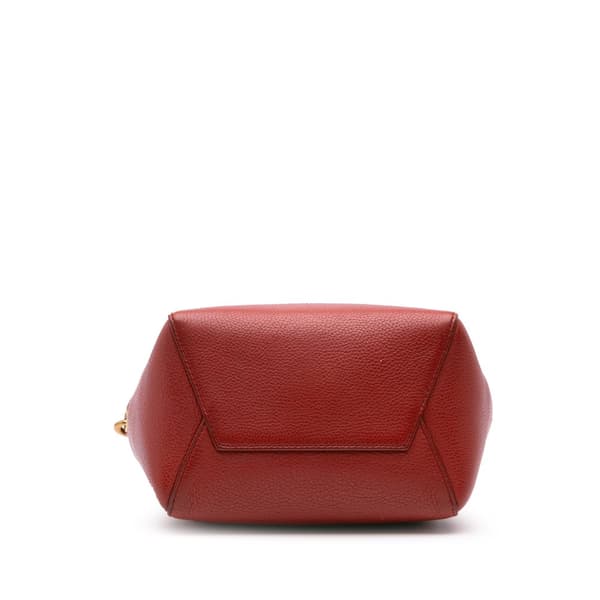 Pre-owned Celine Small Leather Seau Sangle Bucket Bag Red