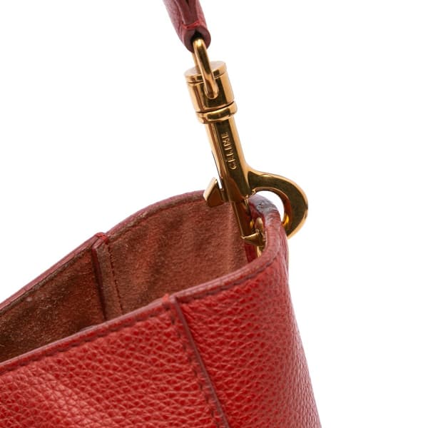 Pre-owned Celine Small Leather Seau Sangle Bucket Bag Red