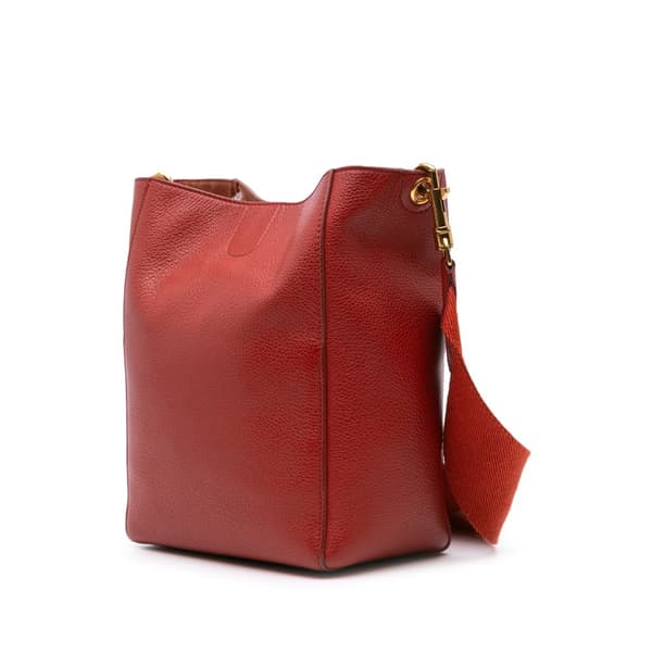 Pre-owned Celine Small Leather Seau Sangle Bucket Bag Red