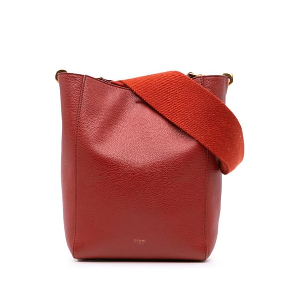 Pre-owned Celine Small Leather Seau Sangle Bucket Bag Red