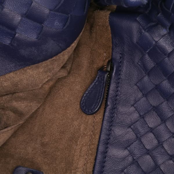Pre-owned Bottega Veneta Nappa Intrecciato Bucket Bag Blue