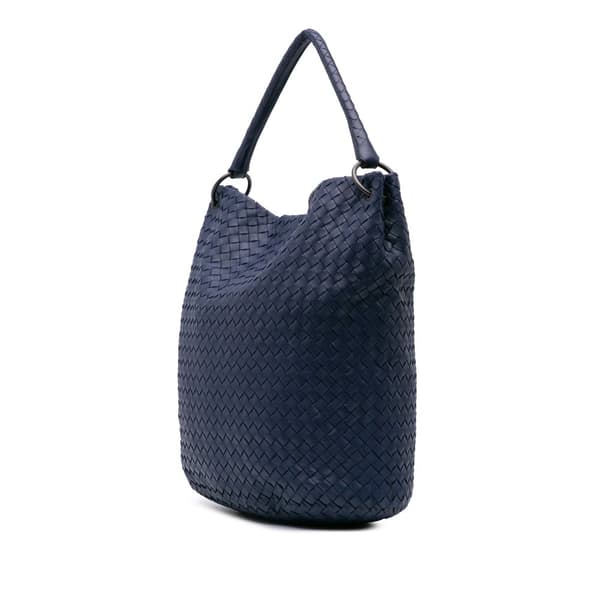 Pre-owned Bottega Veneta Nappa Intrecciato Bucket Bag Blue