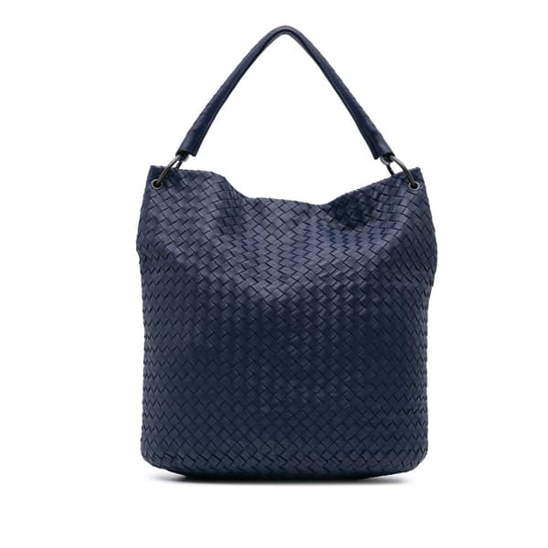 Pre-owned Bottega Veneta Nappa Intrecciato Bucket Bag Blue