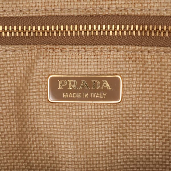 Pre-owned Prada City Calf Trimmed Paglia Bucket Bag Brown