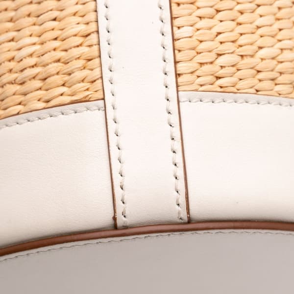 Pre-owned Prada City Calf Trimmed Paglia Bucket Bag Brown