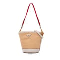 Miniatyrbild 1 av 10: Pre-owned Prada City Calf Trimmed Paglia Bucket Bag Brown