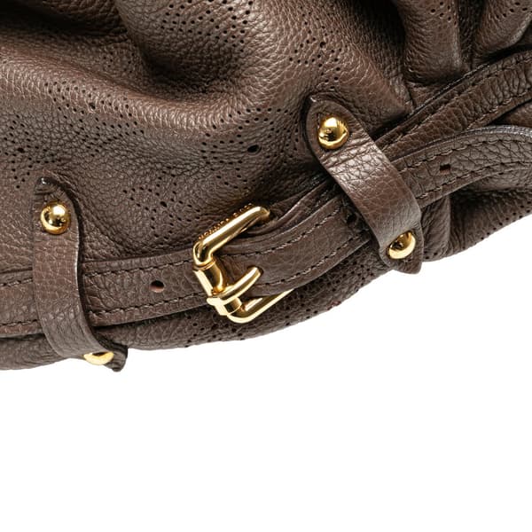 Pre-owned Louis Vuitton Monogram Mahina L Hobo Brown