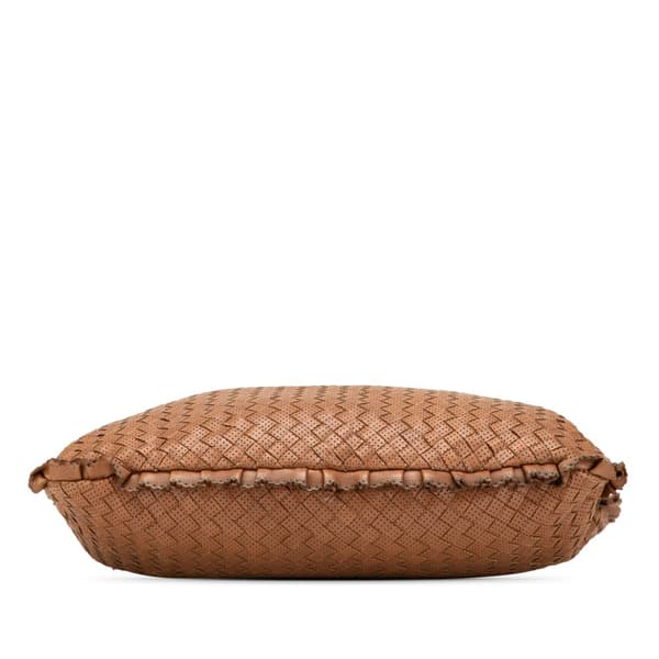 Pre-owned Bottega Veneta Small Perforated Nappa Intrecciato Veneta Hobo Brown