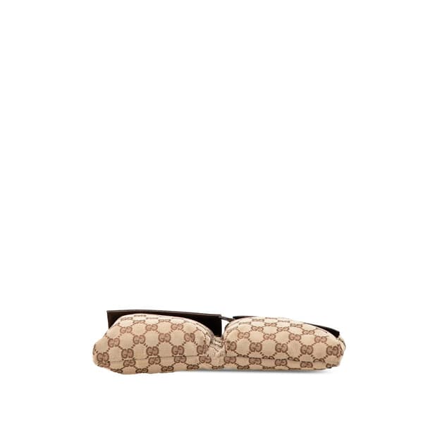 Pre-owned Gucci GG Canvas Web Double Pocket Belt Bag Brown