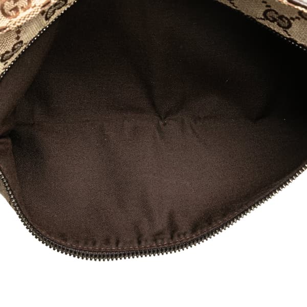 Pre-owned Gucci GG Canvas Web Double Pocket Belt Bag Brown