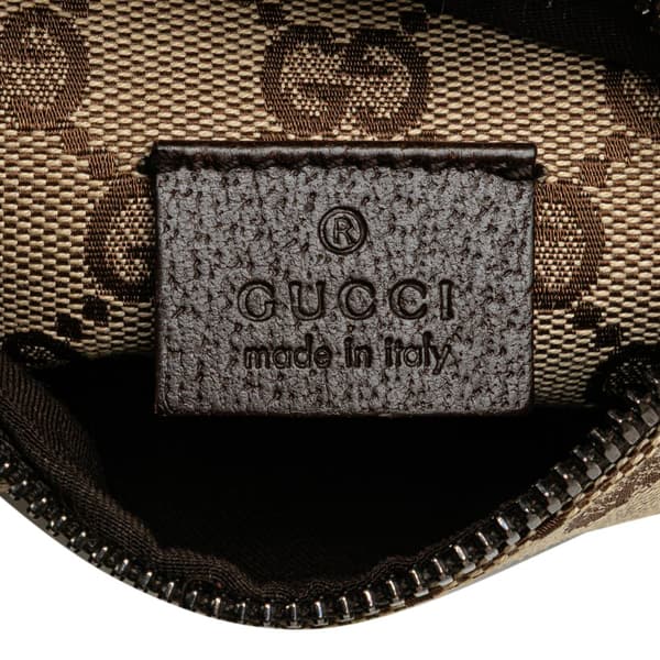 Pre-owned Gucci GG Canvas Web Double Pocket Belt Bag Brown