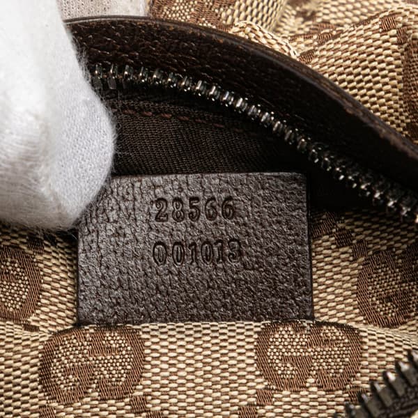Pre-owned Gucci GG Canvas Web Double Pocket Belt Bag Brown