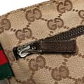 Miniatyrbild 7 av 9: Pre-owned Gucci GG Canvas Web Double Pocket Belt Bag Brown