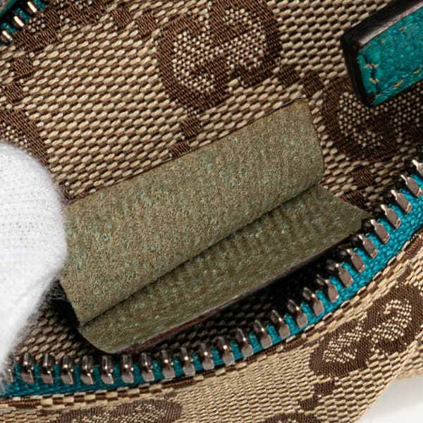 Pre-owned Gucci GG Canvas Web Double Pocket Belt Bag Brown