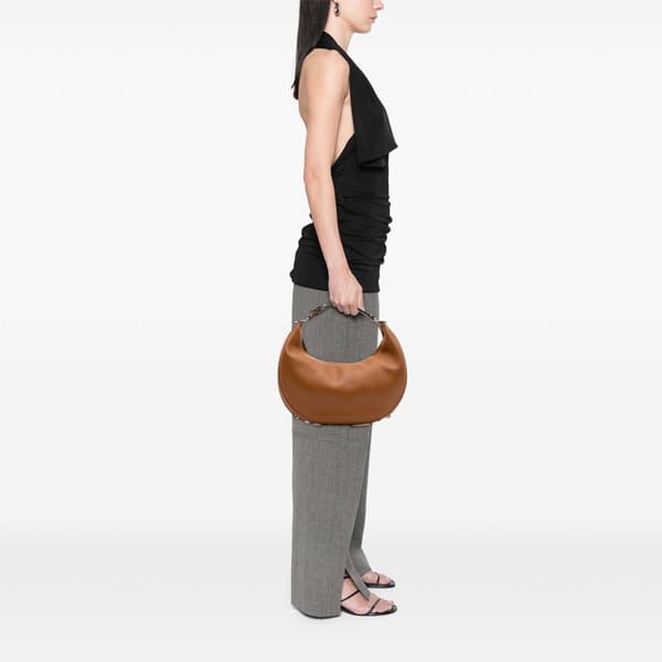 Pre-owned Fendi Medium Leather Fendigraphy Hobo Brown