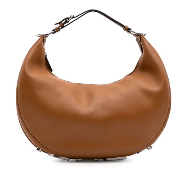 Pre-owned Fendi Medium Leather Fendigraphy Hobo Brown
