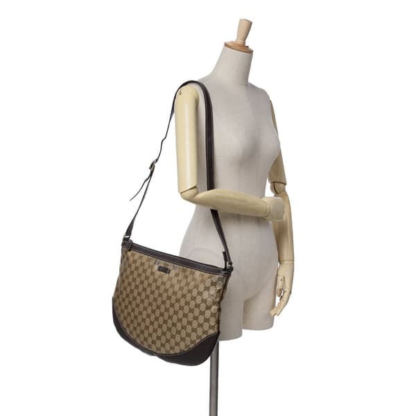 Pre-owned Gucci Large GG Crystal Half Moon Hobo Brown