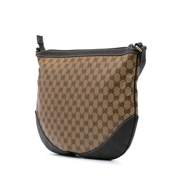 Pre-owned Gucci Large GG Crystal Half Moon Hobo Brown