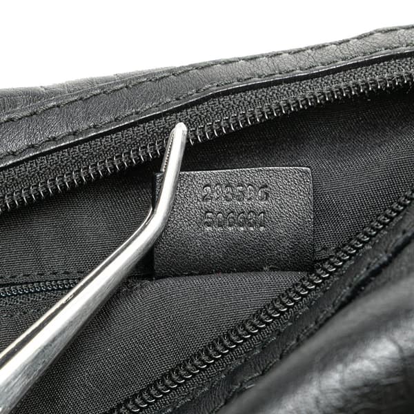 Pre-owned Gucci Embossed Leather Horsebit Princy Hobo Black
