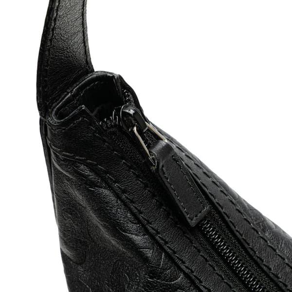 Pre-owned Gucci Embossed Leather Horsebit Princy Hobo Black