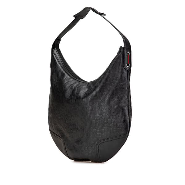 Pre-owned Gucci Embossed Leather Horsebit Princy Hobo Black