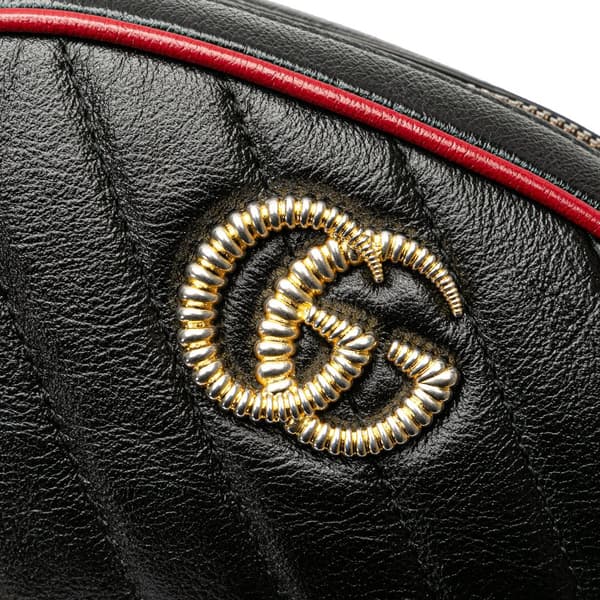 Pre-owned Gucci GG Marmont Leather Matelasse Torchon Belt Bag Black