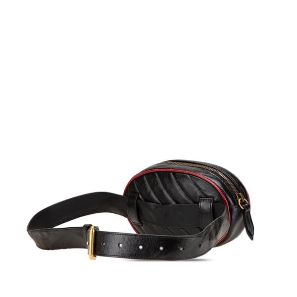 Pre-owned Gucci GG Marmont Leather Matelasse Torchon Belt Bag Black