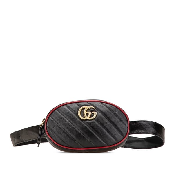 Pre-owned Gucci GG Marmont Leather Matelasse Torchon Belt Bag Black