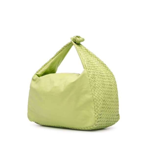 Pre-owned Bottega Veneta Nappa Intrecciato Knot Hobo Green