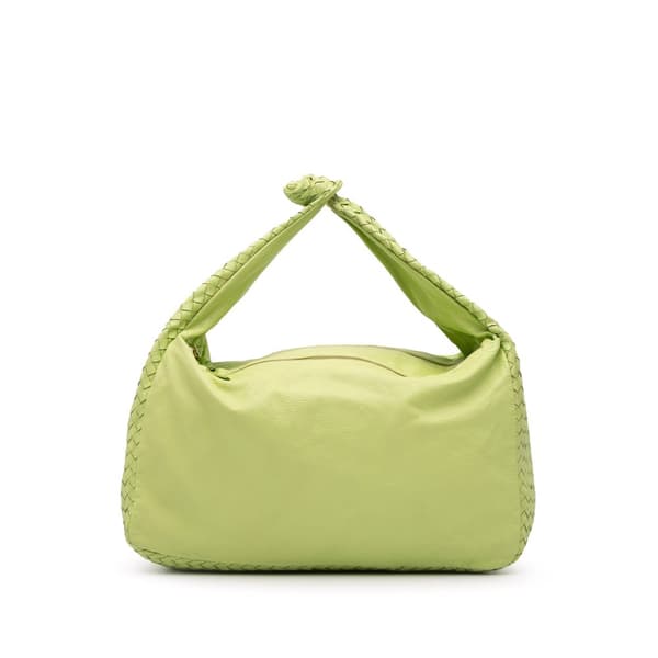 Pre-owned Bottega Veneta Nappa Intrecciato Knot Hobo Green