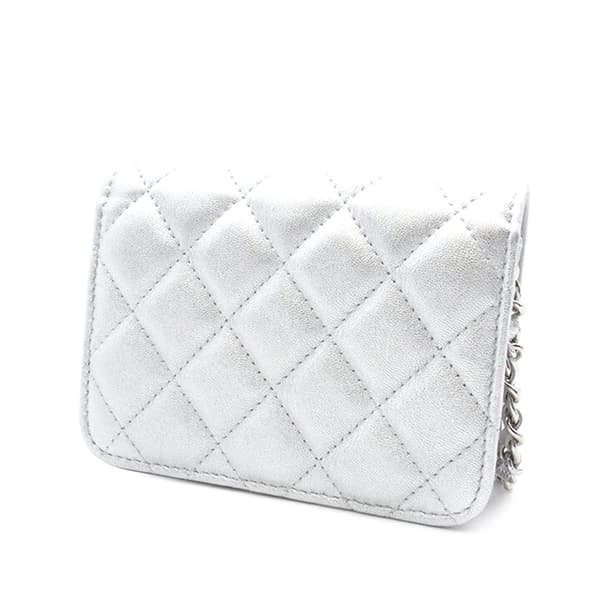 Pre-owned Chanel Metallic Lambskin Crystal Star Chain Belt Bag Silver