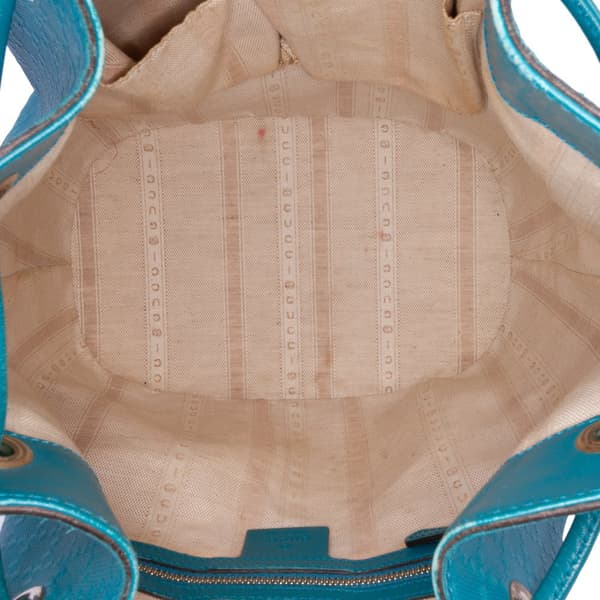Pre-owned Gucci Medium Calfskin Bright Diamante Bucket Blue
