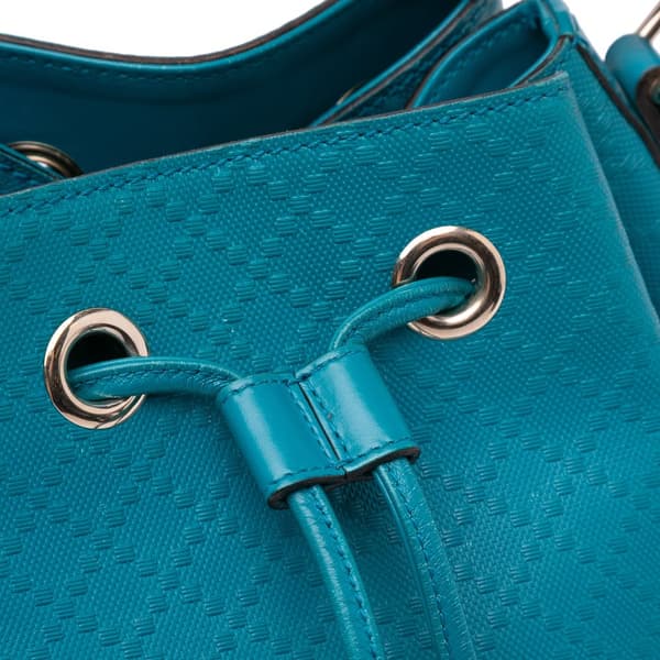 Pre-owned Gucci Medium Calfskin Bright Diamante Bucket Blue