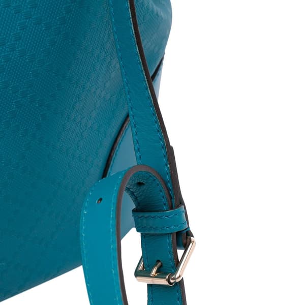 Pre-owned Gucci Medium Calfskin Bright Diamante Bucket Blue