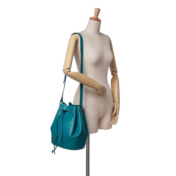 Pre-owned Gucci Medium Calfskin Bright Diamante Bucket Blue