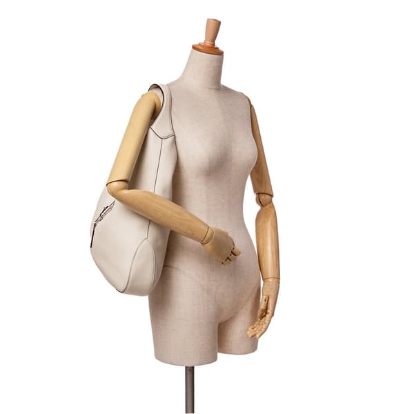 Pre-owned Gucci Calfskin Soft Jackie Hobo White
