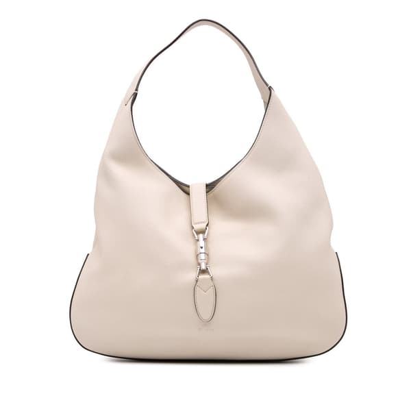 Pre-owned Gucci Calfskin Soft Jackie Hobo White