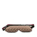 Miniatyrbild 3 av 10: Pre-owned Gucci GG Canvas Web Double Pocket Belt Bag Brown