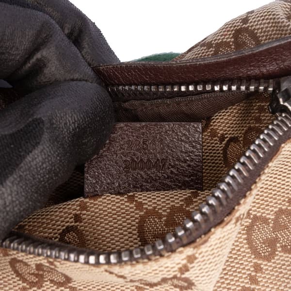 Pre-owned Gucci GG Canvas Web Double Pocket Belt Bag Brown