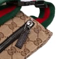 Miniatyrbild 7 av 10: Pre-owned Gucci GG Canvas Web Double Pocket Belt Bag Brown