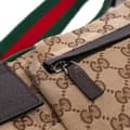 Miniatyrbild 8 av 10: Pre-owned Gucci GG Canvas Web Double Pocket Belt Bag Brown