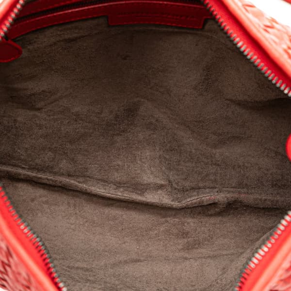 Pre-owned Bottega Veneta Small Nappa Intrecciato Veneta Hobo Red