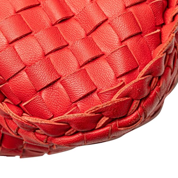 Pre-owned Bottega Veneta Small Nappa Intrecciato Veneta Hobo Red