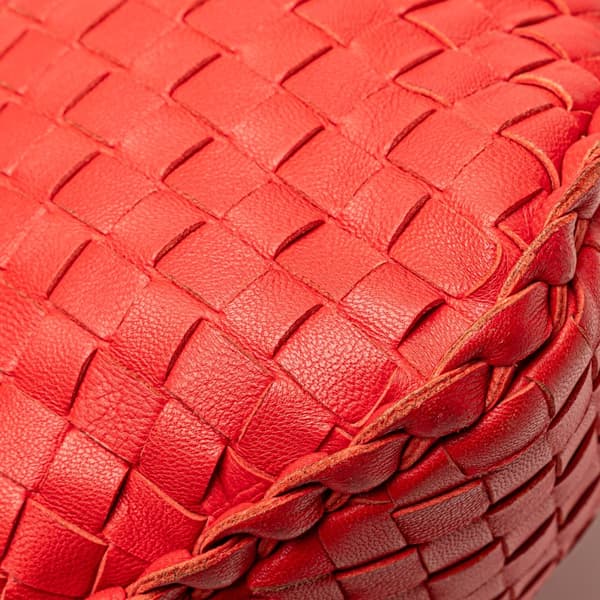 Pre-owned Bottega Veneta Small Nappa Intrecciato Veneta Hobo Red