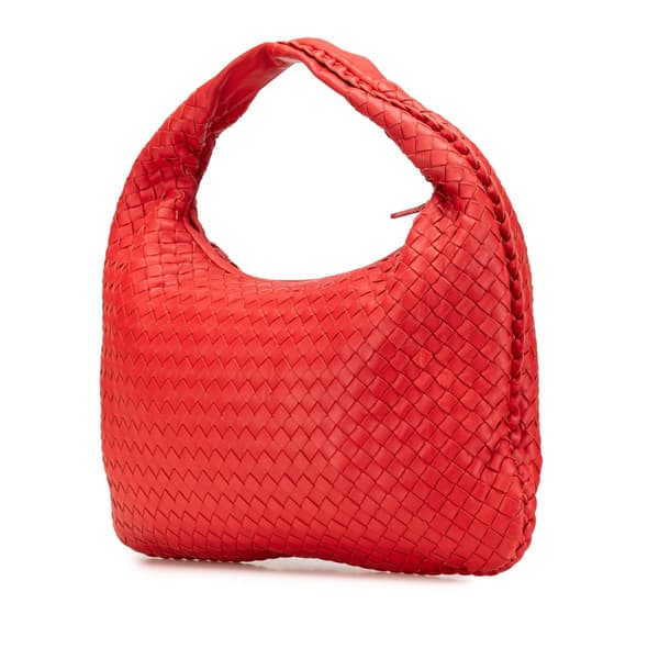 Pre-owned Bottega Veneta Small Nappa Intrecciato Veneta Hobo Red