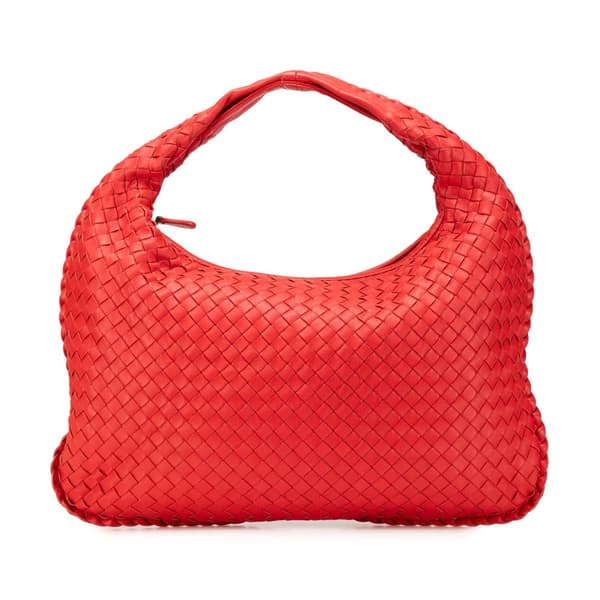 Pre-owned Bottega Veneta Small Nappa Intrecciato Veneta Hobo Red