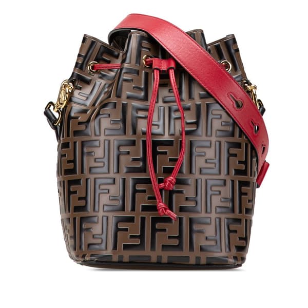 Pre-owned Fendi Small Zucca Embossed Leather Mon Tresor Bucket Brown