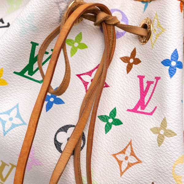 Pre-owned Louis Vuitton Monogram Multicolore Petit Noe White