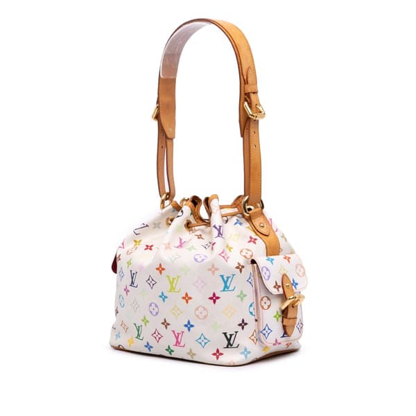 Pre-owned Louis Vuitton Monogram Multicolore Petit Noe White